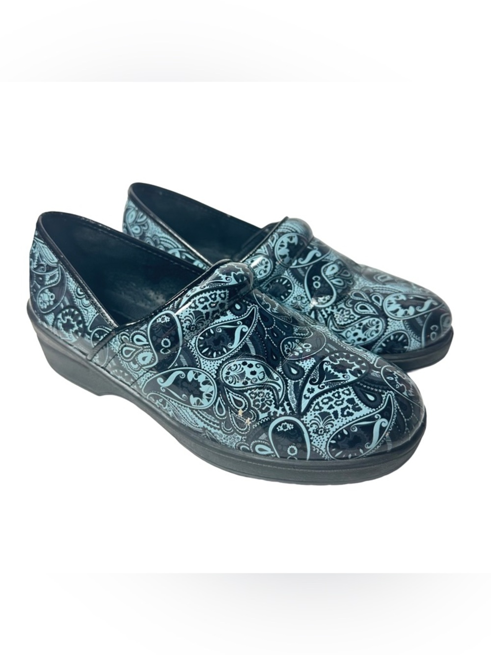 Ingaro Clogs Slip Resistant Shoes Stock Brandy Paisley Black Blue Size 9